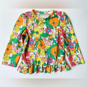 Circo Swim 18 month Flower 70s Style Rash Guard Bright Yellow Orange Pink Green